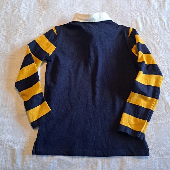 Hope & Henry boys size Medium elbow patch long sleeve polo blue & gold, New - Picture 6 of 6